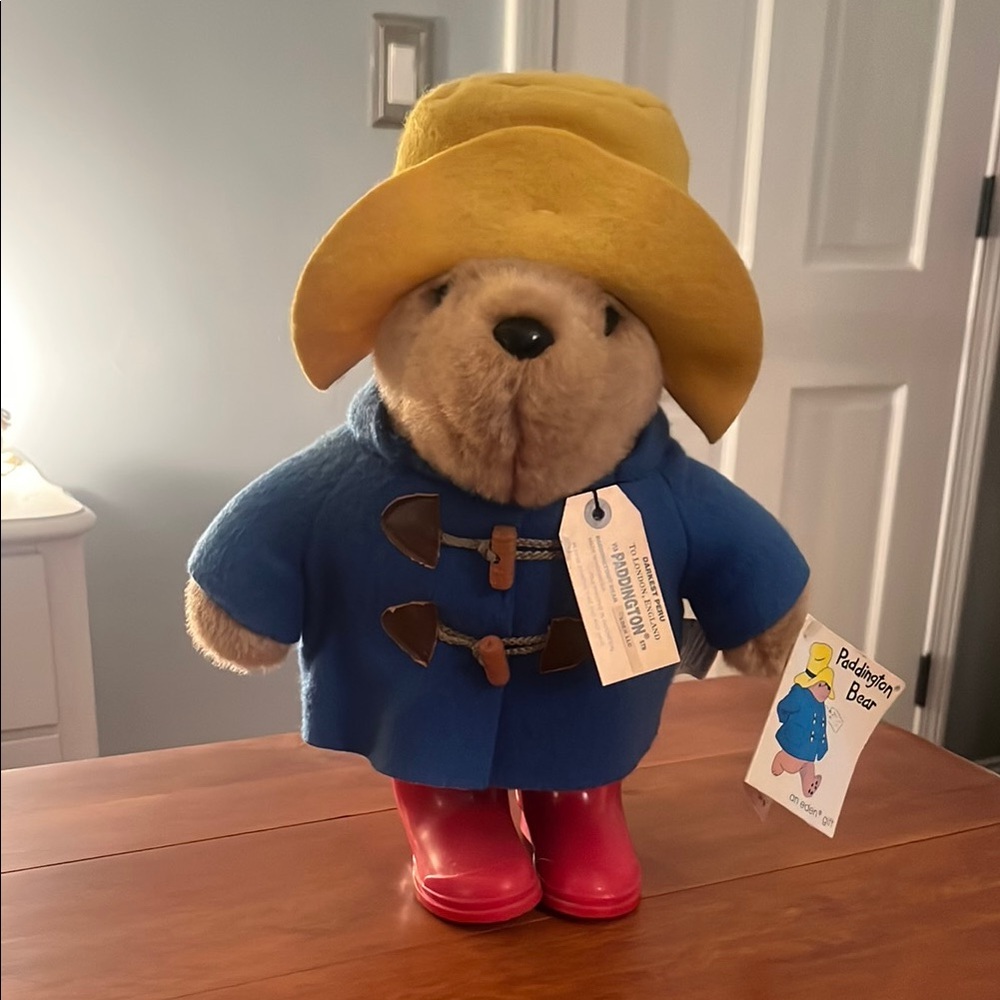 Paddington Bear with Blue Coat, Yellow Hat and Red boots! With tags!!
